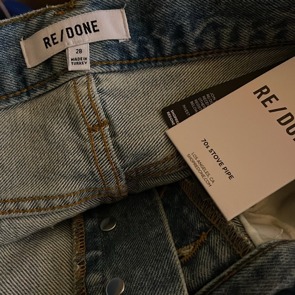 NWT Re/Done 70s Ultra High Waist Stove Pipe Jeans - Picture 2 of 8